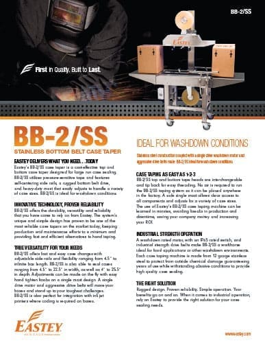 BB-2/SS bottom belt case taper brochure