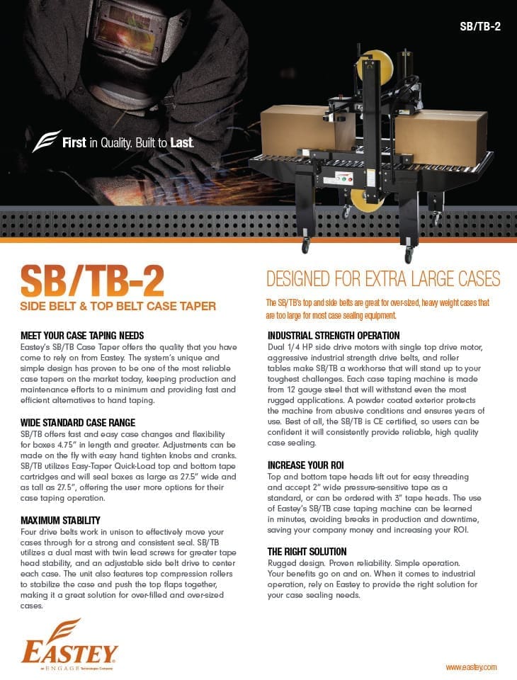 Brochure of the SB/TB-2 side belt and top belt case taper