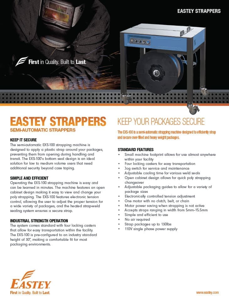 Brochure of the EXS-100 semi-automatic strapper