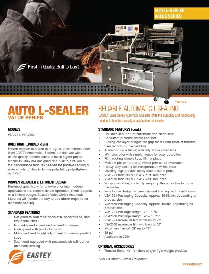 Brochure of the auto l sealer value series
