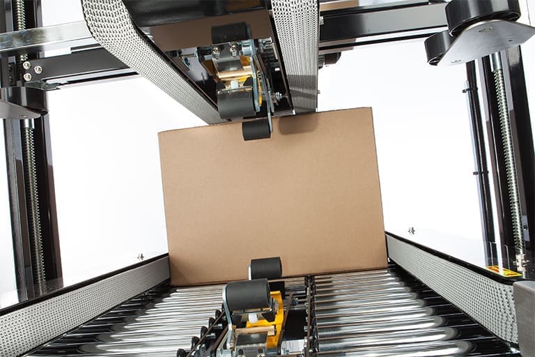 Box on automated conveyor belt system.