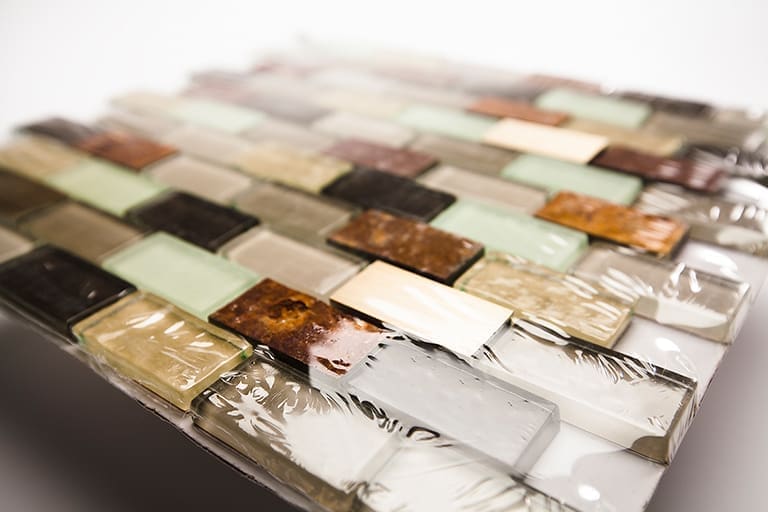 Colorful glass tile mosaic pattern.