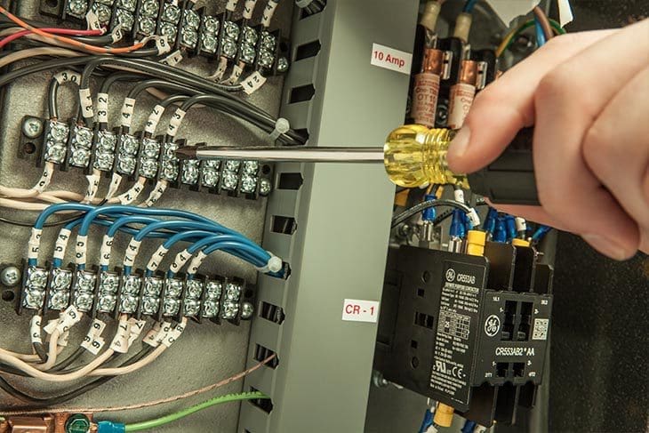 Technician working on an Eastey packaging machine