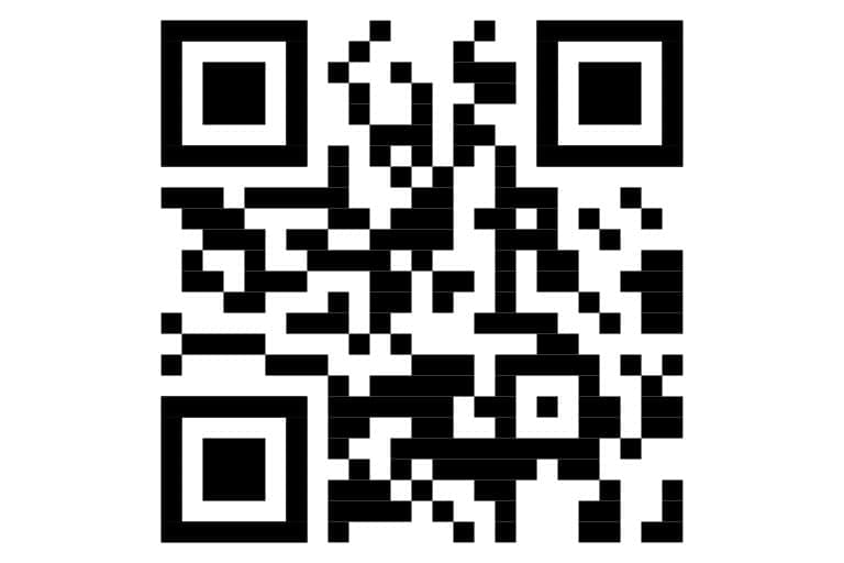 Black and white QR code pattern.