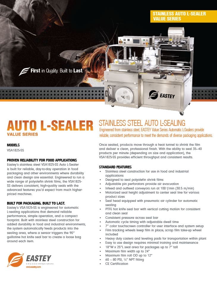 Brochure of the VSA1825S auto l sealer