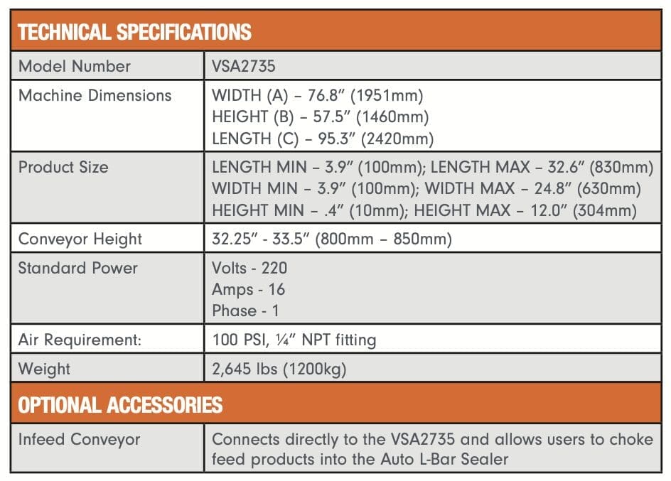 VSA2735 Eastey Specs